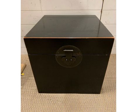 A Black lacquered OKA Chinese style trunk 