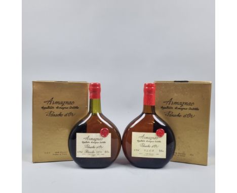 2 Bottles Armagnac comprising: Panache d'Or 1974 Vintage Armagnac and Panache d'Or VSOP Vintage Armagnac  