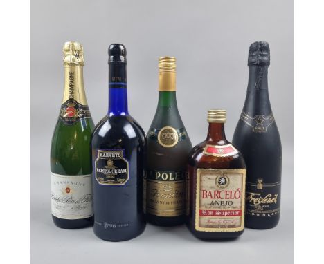 Selection of 5 Various Bottles to include:   Bouche Pere & Fils Cuvee Reservee Brut NV Champagne,  Harveys Bristol Cream 1 Li
