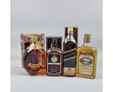 4 Bottles 1980's Scotch Whisky to include: 

Haig's Dimple (No Capacity or Strength Stated believed 1980's, 
Auchentoshan 12 