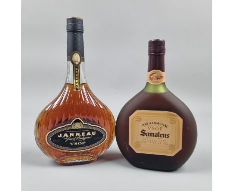 2 Bottles Armagnac comprising: Janneau VSOP Grand Armagnac and Samalens VSOP Bas Armagnac  