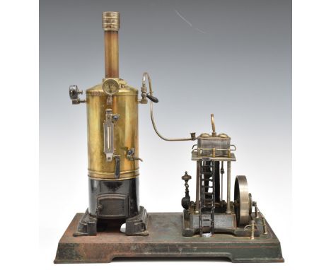 Doll&nbsp;model 352&nbsp;twin cylinder vertical live steam engine c1927, with pressure gauge, sight glass, lever safety valve