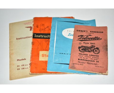 British Isetta bubble car owner's handbook, Velocette MAC handbook, Standard 8 &amp; 10 instruction book and BSA Bantam D1 an