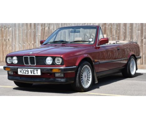 1990 BMW 320i convertible, registration number H329 VET, with V5c, MOT expires 22nd August 2022. Having the 6 cylinder 1990cc