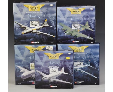 Five Corgi The Aviation Archive Military 1:144 scale limited edition and 1st issue diecast model aeroplanes Boeing B-29 Hawg 