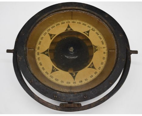Kelvin-White ship's compass, with gimballed mount, overall W36cm