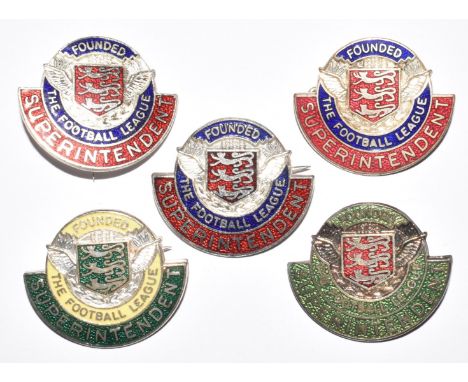 Five&nbsp;The Football League enamel Superintendent badges