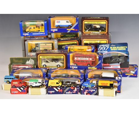 Forty-six Corgi diecast model vehicles including 50's Classics, Mini Special Editions 93735, Sunday Times, Jaguar 2 Racing E-