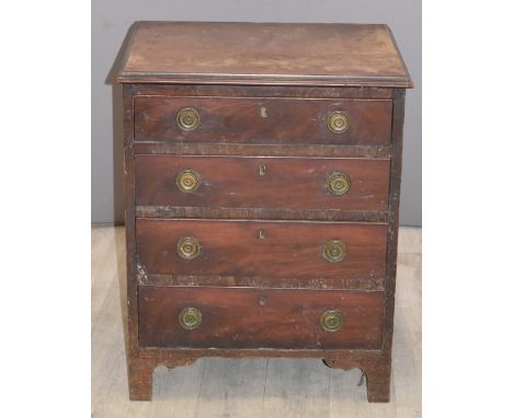 Georgian style bachelor's chest of four drawers with ring handles, W 52 x D 43 x H 64cm