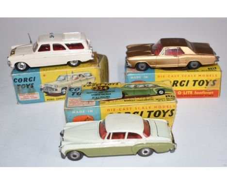 Three&nbsp;Corgi Toys diecast model vehicles Bentley Continental Sports Saloon by H J Mulliner 224, Buick Riviera 245 and For