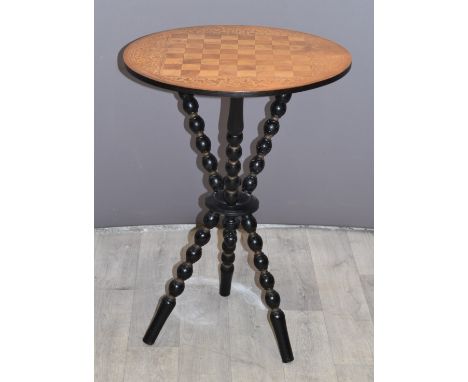 19thC/20thC cricket games table with bobbin turned support, H72 x D51cm