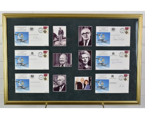 Framed set of six Prime Minster signed first day covers commemorating the 25th anniversary of the VC10 in the service of the 