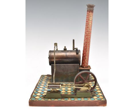 Bing stationary live steam engine&nbsp;&nbsp;c1910-1920,&nbsp;on wooden tiled&nbsp;base, with slip eccentric reversing and ex