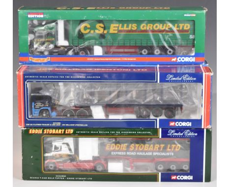 Five Corgi 1:50 scale limited edition diecast model lorries comprising John Raymond Transport Ltd 75807, Eddie Stobart Ltd CC