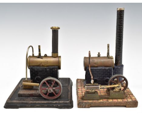 Bing c1900-1905 stationary live steam engine with&nbsp;slip eccentric and external slide valve, on wooden base, together with