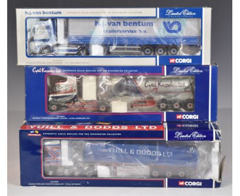 Four Corgi 1:50 scale limited edition diecast model lorries comprising Yull &amp; Dodds Ltd CC12905, Massey Wilcox 75206, H J