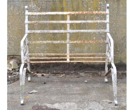 Blacksmith made bespoke metal garden bench with scrolling decoration, W107 x D82 x H102cm