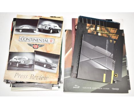 Classic and modern car brochures and other literature to include Mazda MX-5, Rolls Royce, Jaguar, Strosek, Toyota Sera, Land 