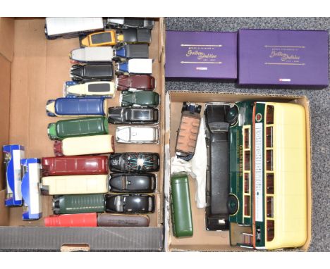 Thirty-four Corgi, Dinky, Solido and similar diecast model commercial vehicles including taxis, Queen Elizabeth Golden Jubile