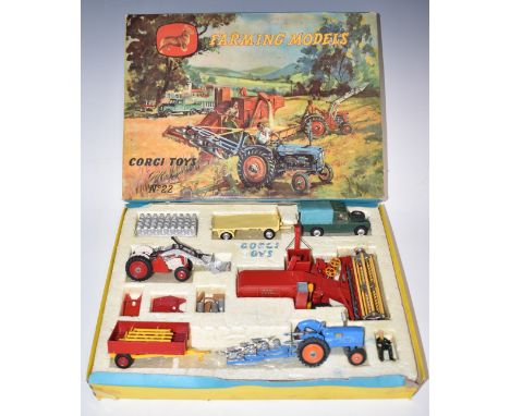 Corgi Major Toys diecast model Gift Set 22 Framing Models with&nbsp;Fordson Power Major Tractor, Plough, Massey Ferguson Comb