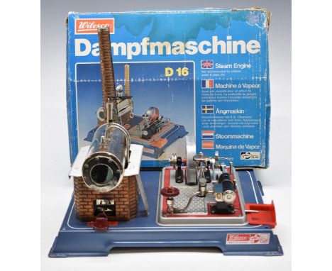 Wilesco model D16 stationary live steam engine, in original box with paperwork and accessories
