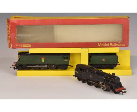 Two 00 gauge model railway locomotives Hornby Dublo BR 2-6-4 tank 80146 and Tri-ang Hornby 4-6-2 Battle of Britain Class Wins