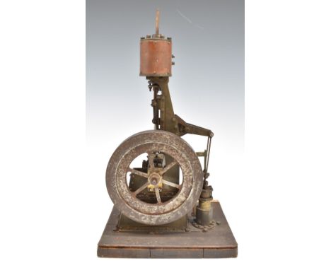 Scratch built live steam single cylinder engine with lever driven water pump, H39cm