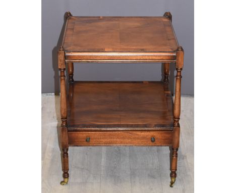 Pair of mahogany occasional tables with single drawer to lower shelf, width 46cm, height 60cm