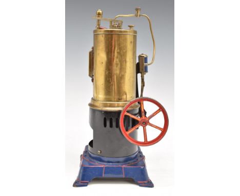 Marklin vertical live steam engine&nbsp;with fixed cylinder, slip eccentric reversing and&nbsp;sight glass, on cast base