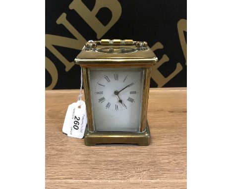 EARLY 20THC BRASS CARRIAGE CLOCK possibly French (with key) working order