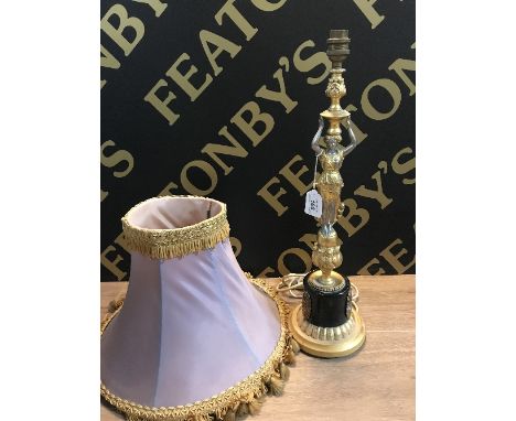 HEAVY GILDED NEO CLASSICAL table lamp and shade