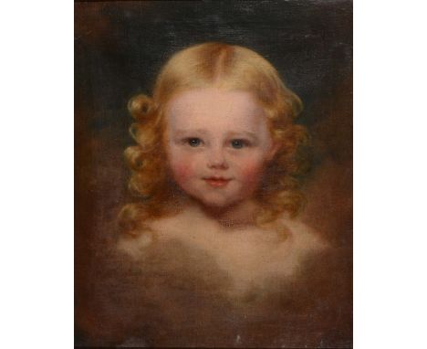 WILLIAM PETERS (19TH CENTURY) 'Portrait of Mary Foy aged 3 years 1824', oil on canvas, 41cm x 34cm With label verso, inscribe
