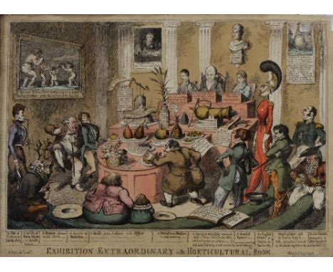 GEORGE CRUICKSHANK 'Exhibition Extraordinary in the Horticultural Room', etching, published by G. Humphrey, hand-coloured, 26