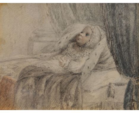 19TH CENTURY BRITISH SCHOOL Portrait of The Infant Princess Elizabeth (1820-1821), pencil and watercolour, 6.5 x 9.5cm Prince