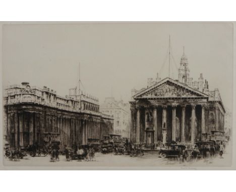 FREDERICK ARTHUR FARRELL (1882-1935) 'The Old Lady of Threadneedle Street', signed in pencil to the margin, etching, 23 x 36.