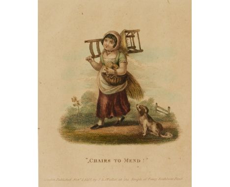 S & J FULLER (pubs) 'Chairs to Mend', engraving, hand-coloured, 14 x 13cm; and five further similar; together with 20th Centu