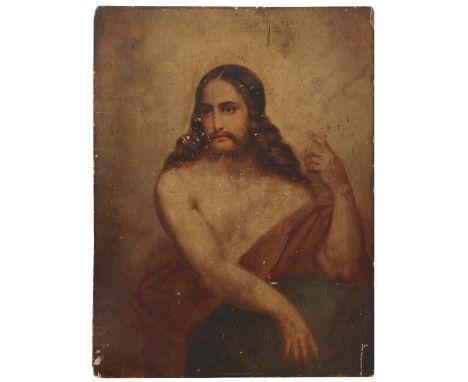 19TH CENTURY ENGLISH SCHOOL The Messiah, indistinctly signed and dated 1853, oil on panel, 32 x 24cm, unframed