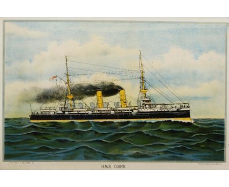 R. ABRAHAMS (pubs) 'HMS Diana', chromo-lithograph, 36 x 56cm