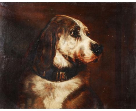 FOLLOWER OF RICHARD ANSDELL Portrait of a fox hound, oil on canvas, 52 x 65.5cm