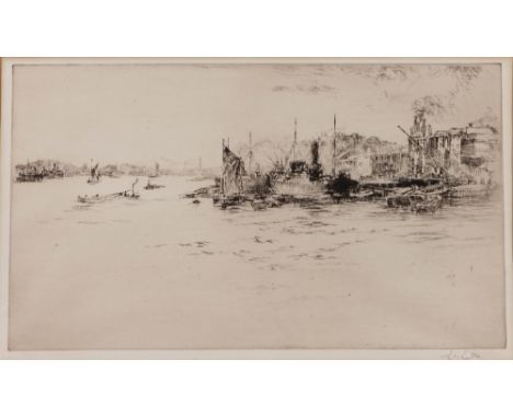 SYDNEY MACKENZIE LITTEN (1887 - 1934) 'The Lower Pool, Thames', etching, pencil signed in the margin, mounted but unframed
