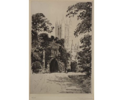 VERRALL KING (act.1910-1930) Medieval Gateway, signed in pencil and numbered 57/75 to the margin, etching, 22.5 x 15cm (pl); 