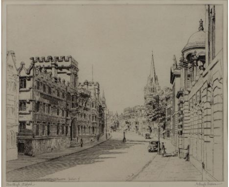 ALFRED HUGH FISHER (1867 - 1945) 'The High, Oxford', etching, pencil signed and titled in the margin, 21cm x 27cm