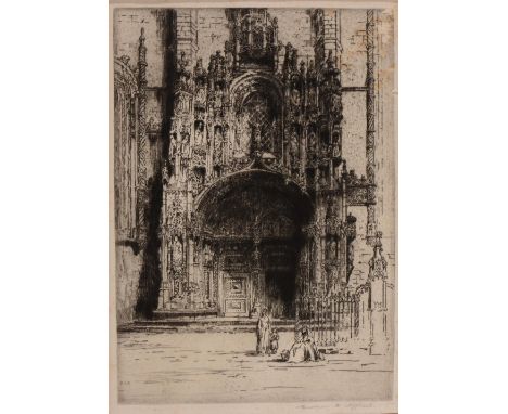 ANDREW FAIRBAIRN AFFLECK (1874-1936) Doorway, signed in pencil to the margin, etching, 31 x 21.5cm (pl); another etching by t