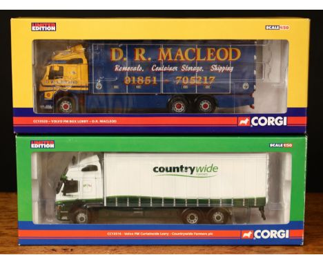 Corgi 1:50 scale Rigids models, comprising CC13516 Volvo FM Curtainside lorry - Countrywide Farmers plc., boxed with certific