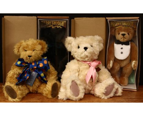 A Merrythought SHS14FST New Years Eve teddy bear 'Black Watch', made exclusively for Compton and Woodhouse, trademark rectang