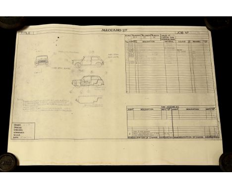 Dinky Toys/Meccano Ltd - an annotated technical specification print relating to the Dinky Toys 178 Mini Clubman, showing the 