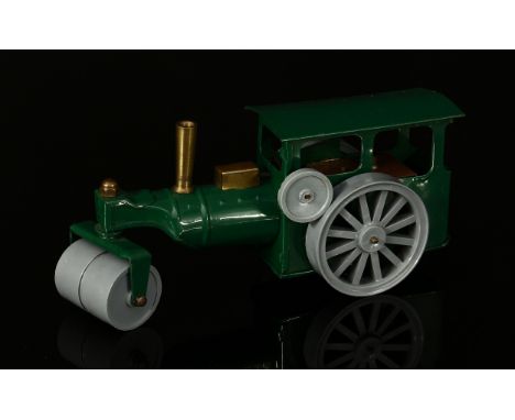 Tri-ang Minic (Lines Brothers) tinplate and clockwork 33M steam roller, green body with grey wheels and roller, unboxed 