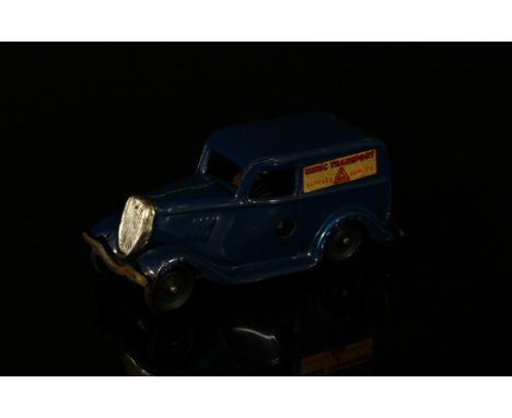 Tri-ang Minic (Lines Brothers) tinplate and clockwork 2M Ford light van, dark blue body with decals 'MINIC TRANSPORT, EXPRESS