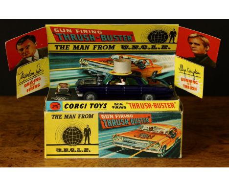 Corgi Toys 497 Oldsmobile Gun Firing "Thrush-Buster" from the T.V. series The Man From U.N.C.L.E., metallic purple/blue body 