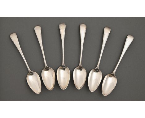 A set of five George III silver dessert spoons, bright cut Old English pattern, by George Wintle, London 1803, 5ozs 10dwts  E